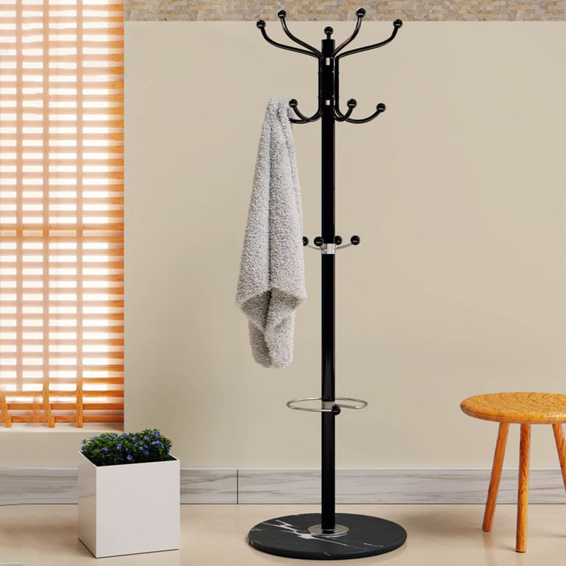 Angelia Freestanding 14 - Hook Coat Rack, Black