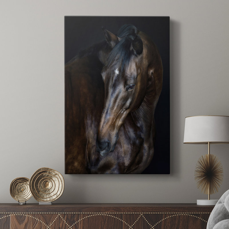 Sunlit Horses I -Custom Wrapped Gallery Cavas, 36" H x 24" W