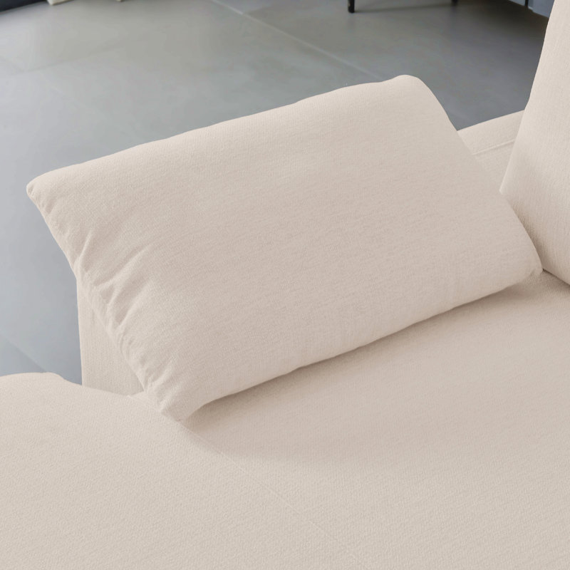 Canapé modulaire en L en forme de L avec méridienne droite, beige