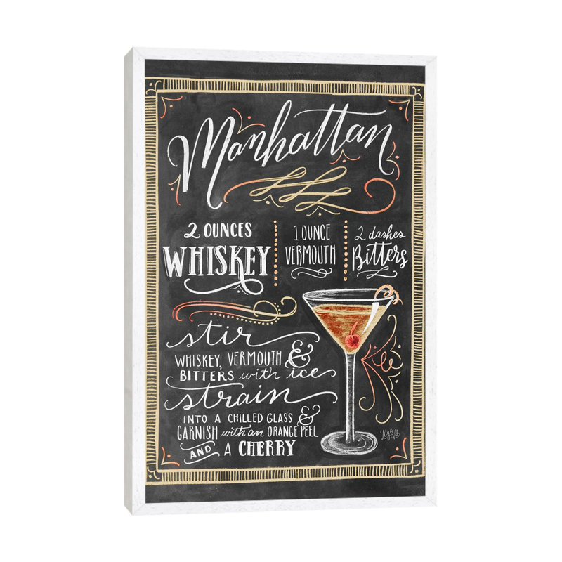Manhattan Recipe - Print on Canvas, 66.04cm H x 45.72cm W x 3.81cm D, White Floater Framed
