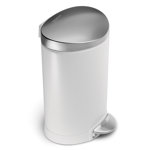Simplehuman 6 Liter / 1.6 Gallon Semi-Round Bathroom Step Trash Can, White Steel