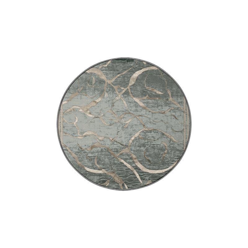 Tapis brun soyeux et moelleux, Rond 3 pi