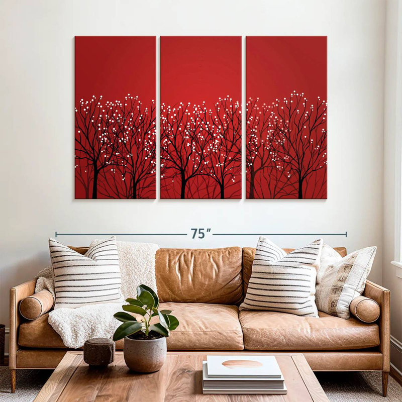 Harnek Abstract Red Forest, 42" H x 65" W