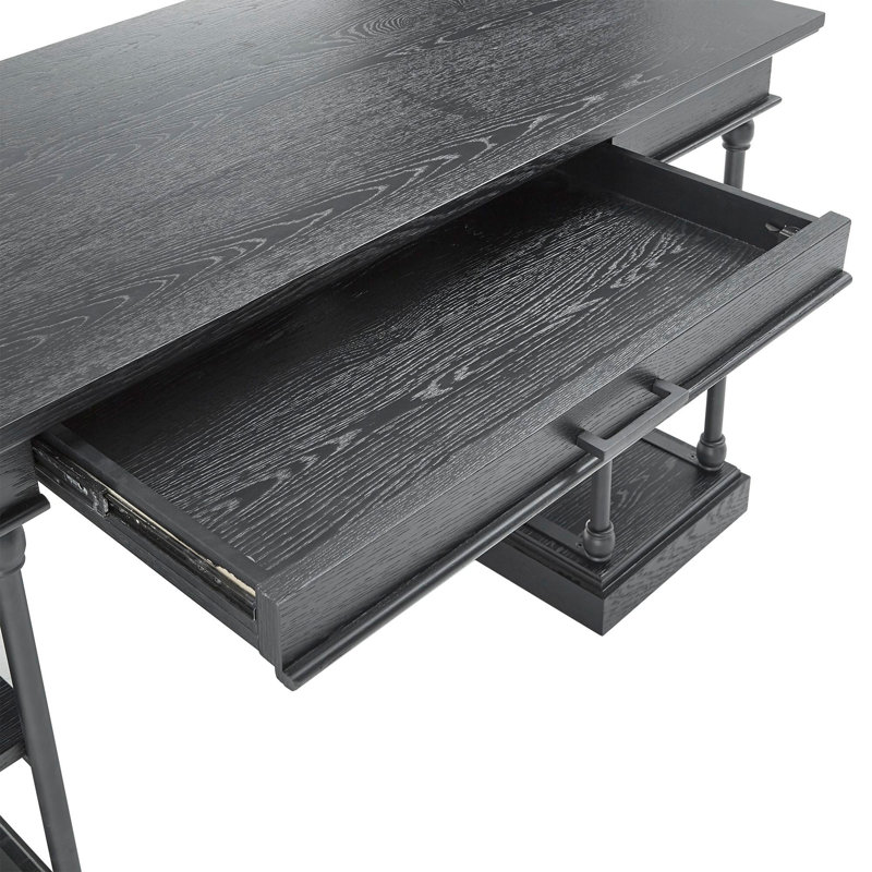 Bureau en bois massif Kyler, Noir