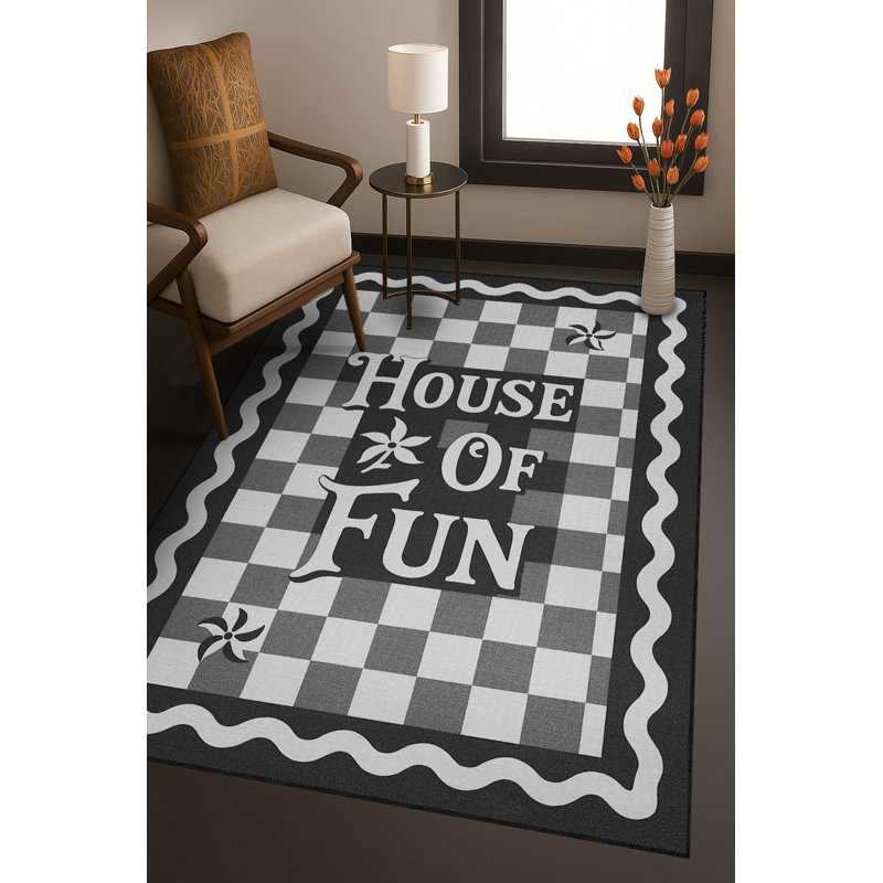 Tapis bleu tissé lavable rétro Mosso, 3'3" x 4'11"