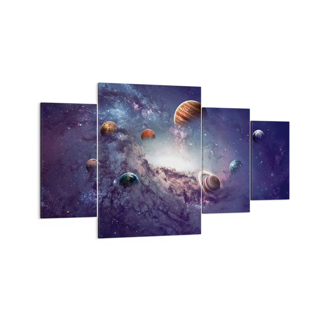 4-tlg. Leinwandbilder-Set Cosmos Planets the Stars