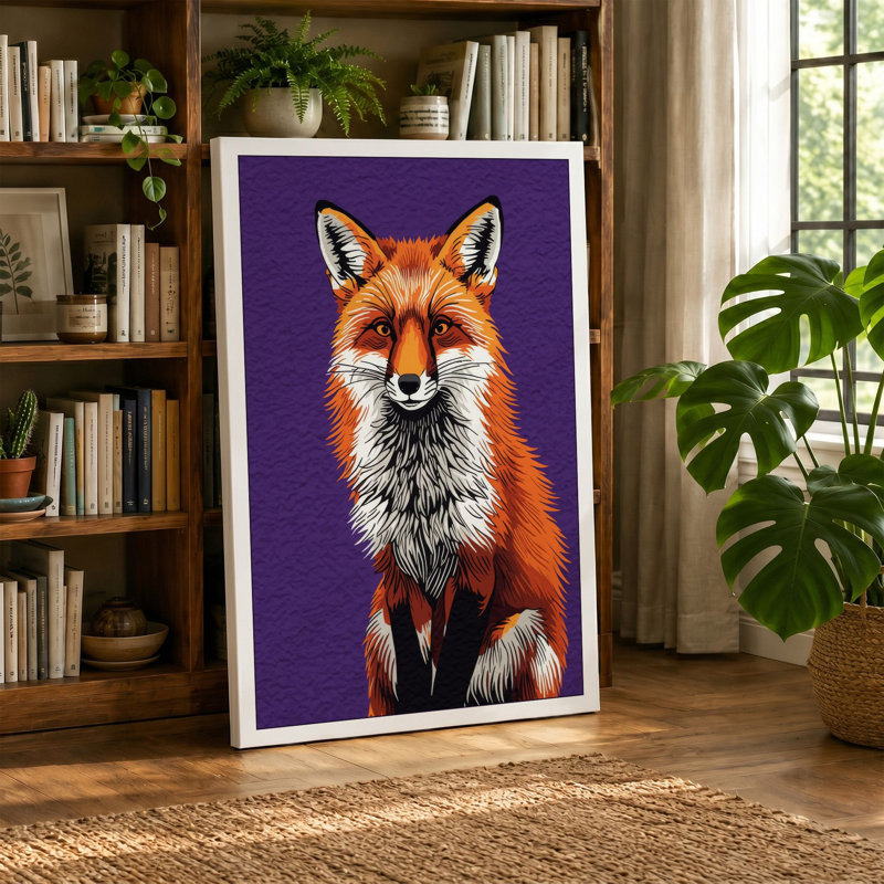 Fox Study Modern - Wrapped Canvas, 24x16 - 61.0 x 40.6 cm, Ochre Border