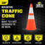 Cônes de signalisation orange Boen de 71 cm (28 po), paquet de 100, conformes à la norme MUTCD, avec 2 colliers réfléchissants et une base de 3,2 kg (7 lb) pour les travaux routiers, le stationnement et la signalisation.-134251513