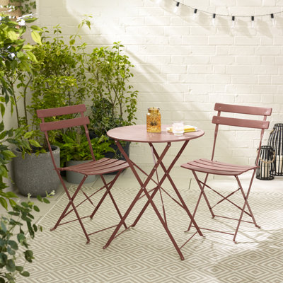 Laster Garden Dining Table Set With 2 Matching Dining Chairs - Patio Bistro Set for Modern Garden
