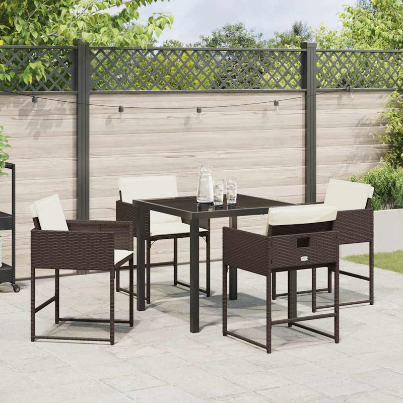 Vidaxl Garden Dining Set 5 Pcs Poly Rattan, Beige, Brown