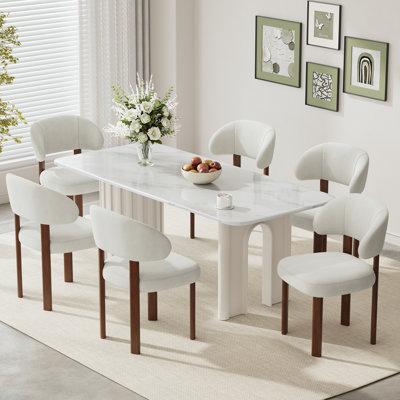 Modern Upholstered Dining Chair with Curved Back