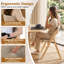 Chaises de salle à manger pliantes avec coussin, siège rembourré en tissu de lin, structure en bois-133392069