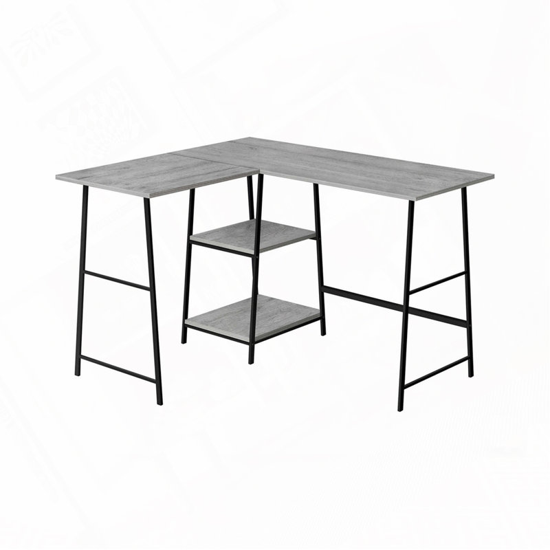 Bureau d'ordinateur en L Home Office, Gris / Noir