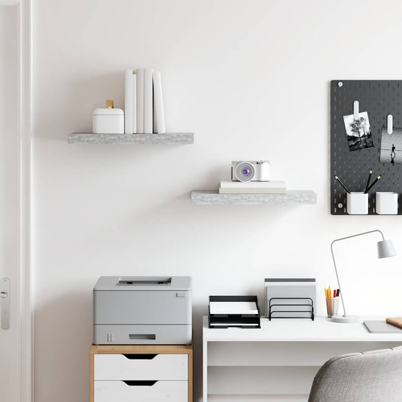 Tablette murale Tablette flottante à fixation murale pour cadre photo, H 1,5 po x l 19,7 po x P 9,1 po, Gris béton