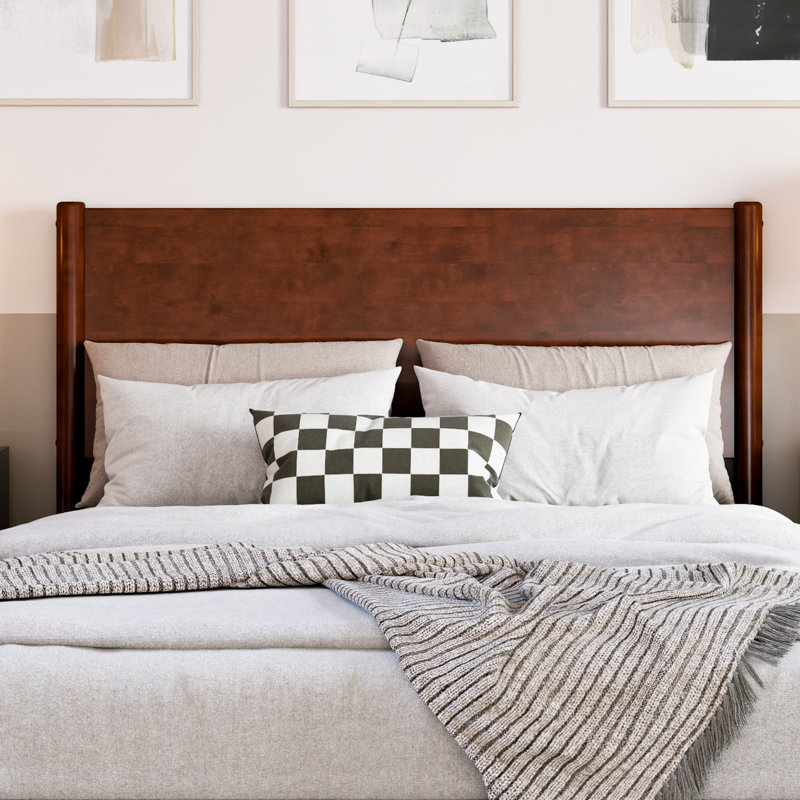Pasadena Full Mid Century Modern Wood Panel Headboard, Walnut, Walnut, Full