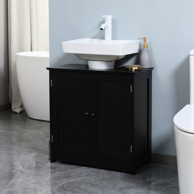 Black Under Sink Bathroom Bin, , 2 Doors And Shelf - Space Saving & , Fits Various Trash Bags, 23.5" L X 11.51" W H Cabinet From Stable, Requirements,