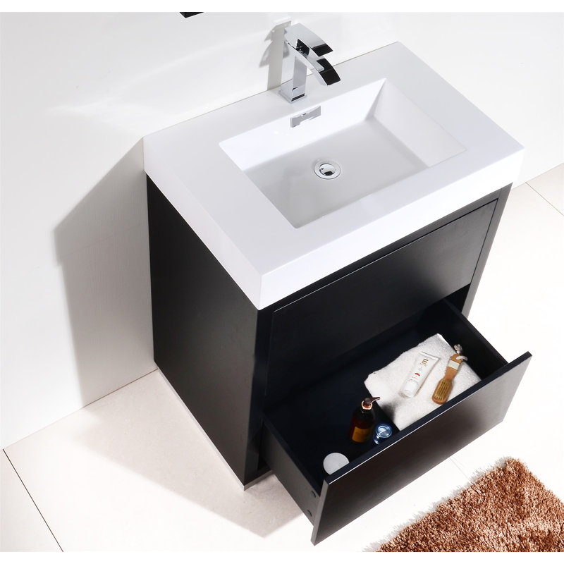 Royka 29.5'' Single Bathroom Vanity with Acrylic Top, Black