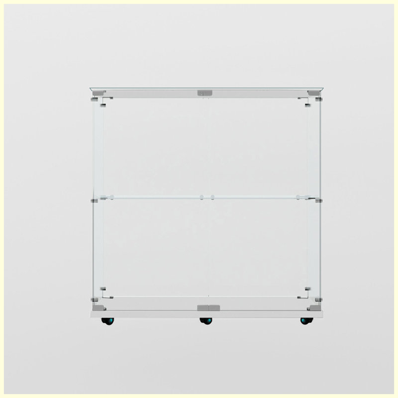 Modern Tempered Glass Display Cabinet with Bluetooth LED Light Strip, White