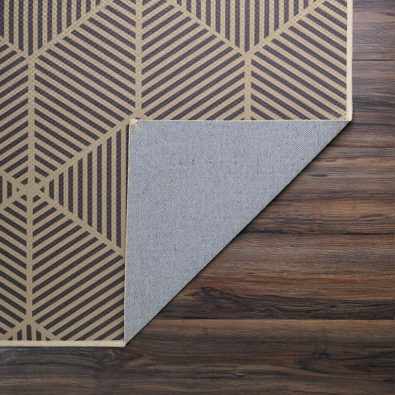  Lateafa Faux Jute Q-Bert Natural Rectangle 5' X 7' Washable Area Rug