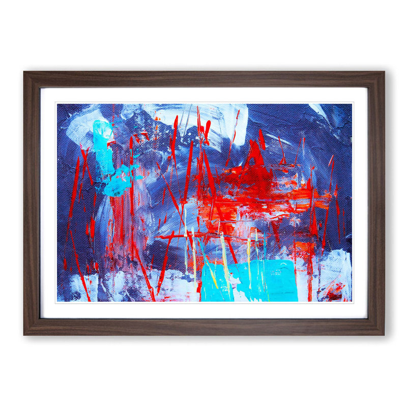 Abstract Art Painting Vol.9 by S.Johnson - Picture Frame Painting Print, Walnut Framed, 27cm H x 36cm W x 2cm D