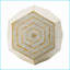 Tabouret hexagonal Capiz | Tabouret / table d'appoint d'intérieur polyvalent | Cadre décoratif multi-facettes | Crème / jaune | Panneau de fibres à densité moyenne