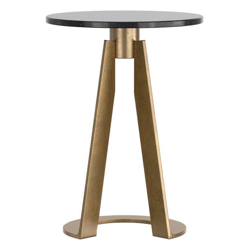 Table d'appoint moderne industrielle en marbre et laiton - noir et or vieilli, Noir