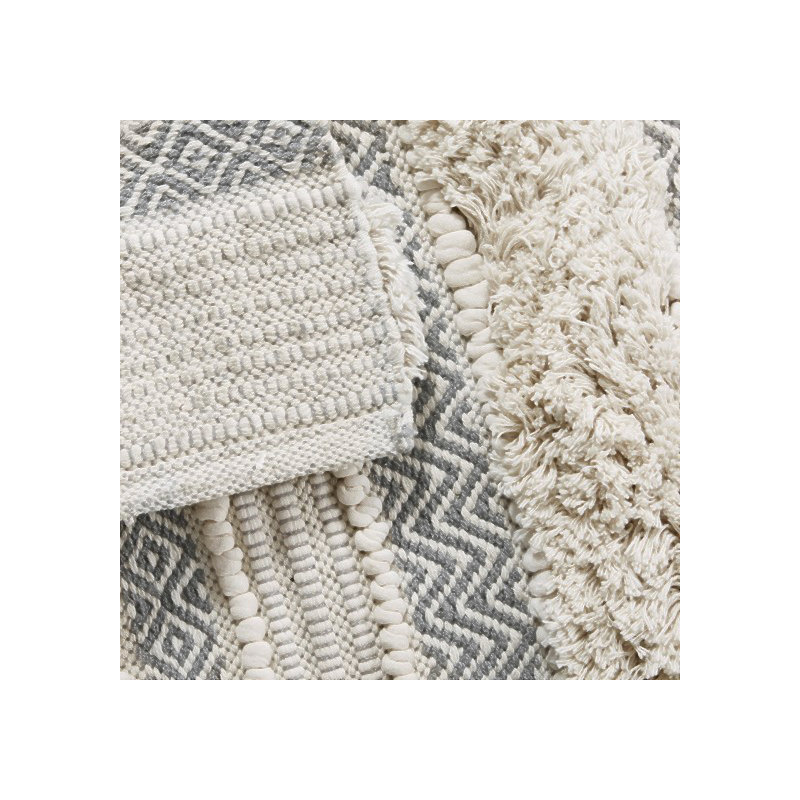 Woven Texture Stripe Bath Rug Grey 22X58"