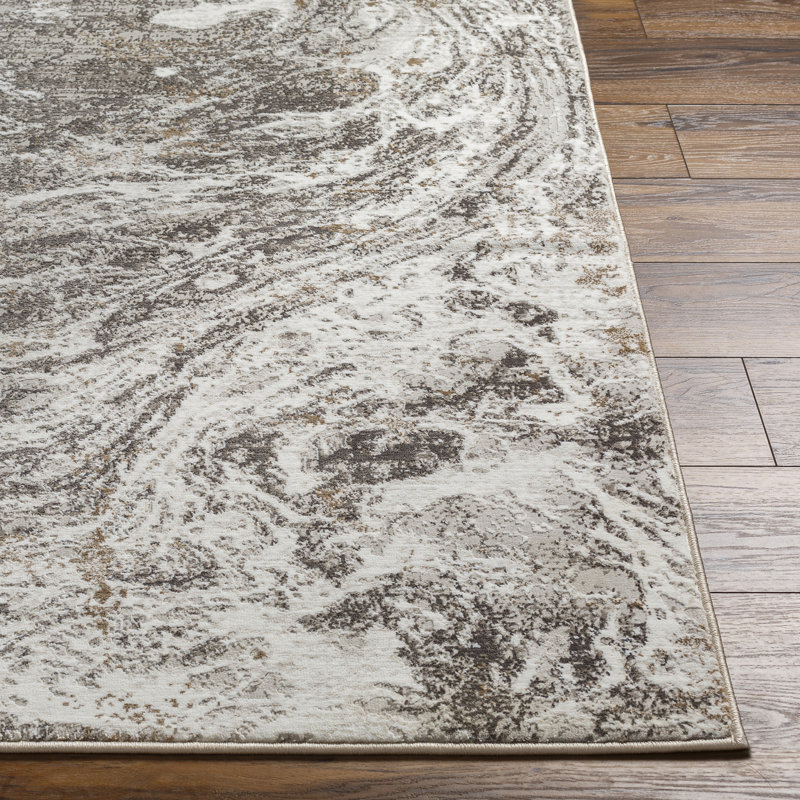 Quanna Abstract Machine Woven Area Rug in Brown, Rectangle 10' x 14'
