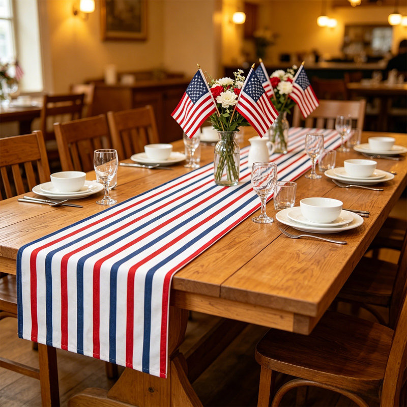 Chemin de table de la fête de l'Independence du 4 juillet pour la table de salle à manger, M
