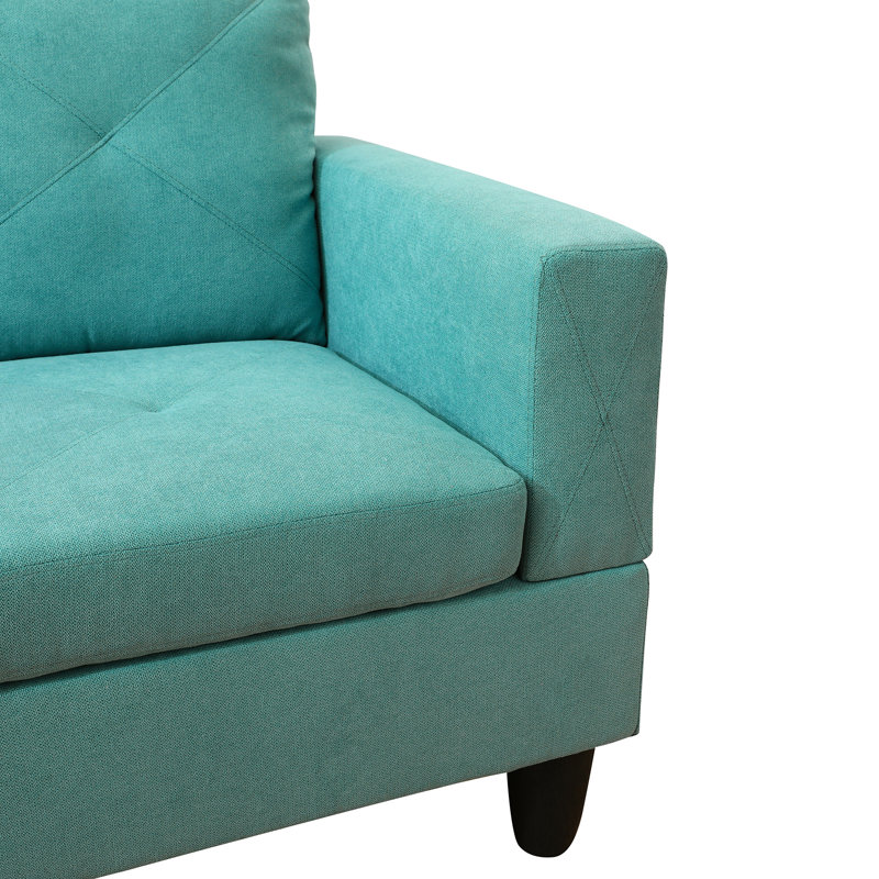Canapé modulaire 3 pièces Tijay, Velours bleu sarcelle