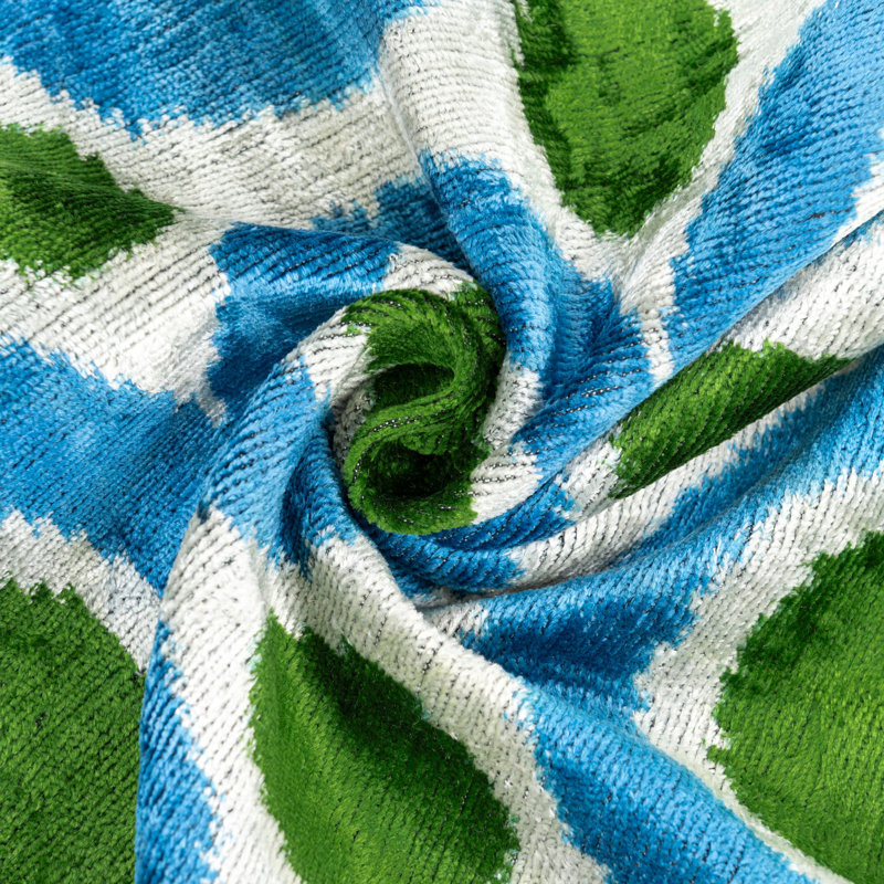 Handmade Velvet Pillow – Blue & Green Retro Circles, 16X24"