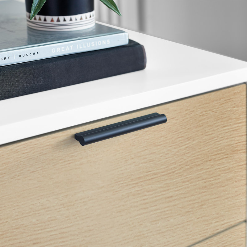 Elkville 45cm W Manufactured Wood Bedside Table, Brown/White