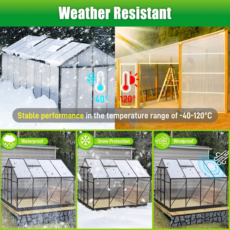 15 Pack 4'×2'×0.24'' Twin-Wall Polycarbonate Greenhouse Panels