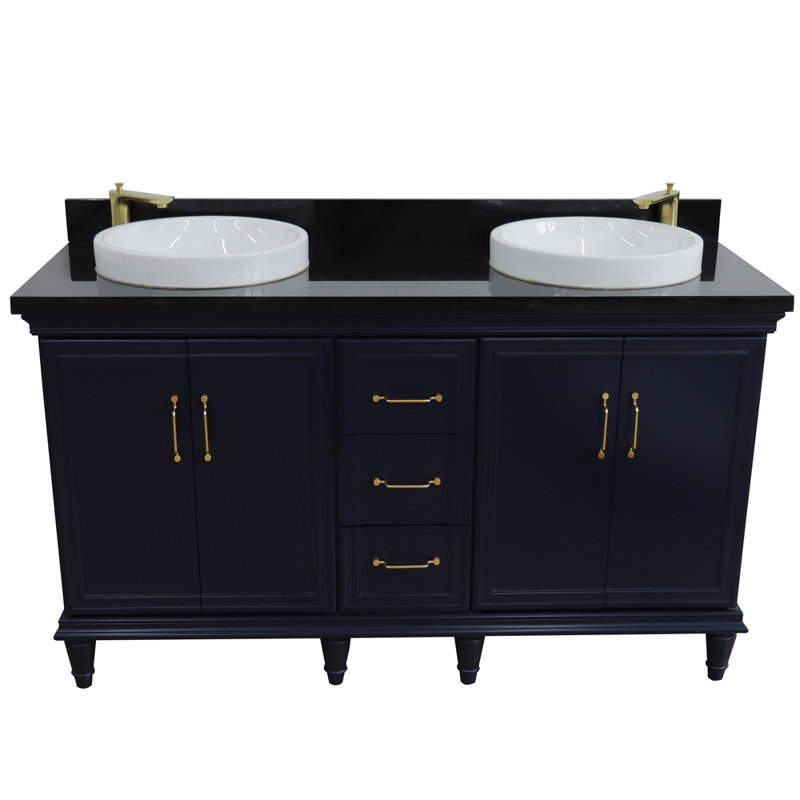 Meuble-lavabo de salle de bain double 61 po breakwater bay Labelle, Bleu, Noir