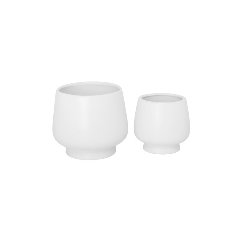 Pot rond en céramique finition matte - H 6,00 po, Blanc
