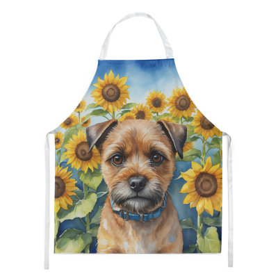 Border terrier en tablier tournesols