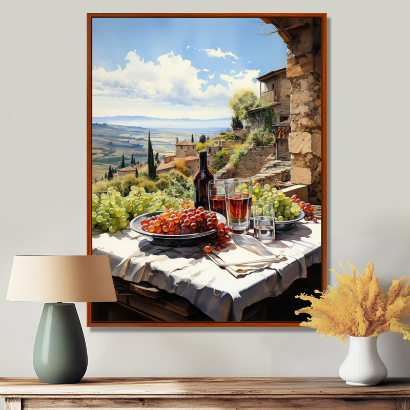 Vineyard Rendezvous In Rioja II - Vineyard Wall Art, H 20 po x l 12 po x P 1 po, Cadre flottant brun