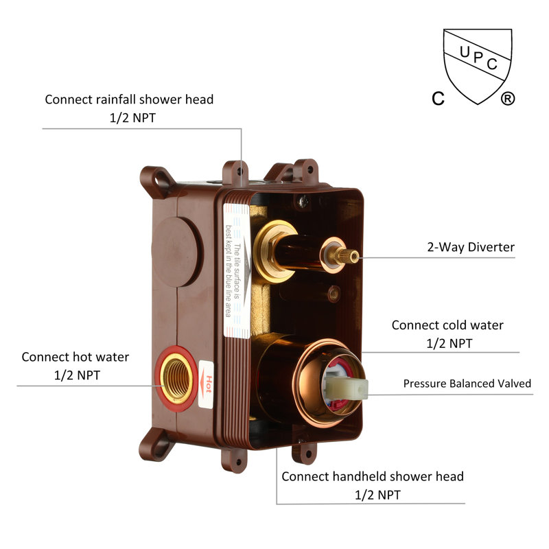 Calder Complete Shower System with Rough in-Valve, Rose Gold