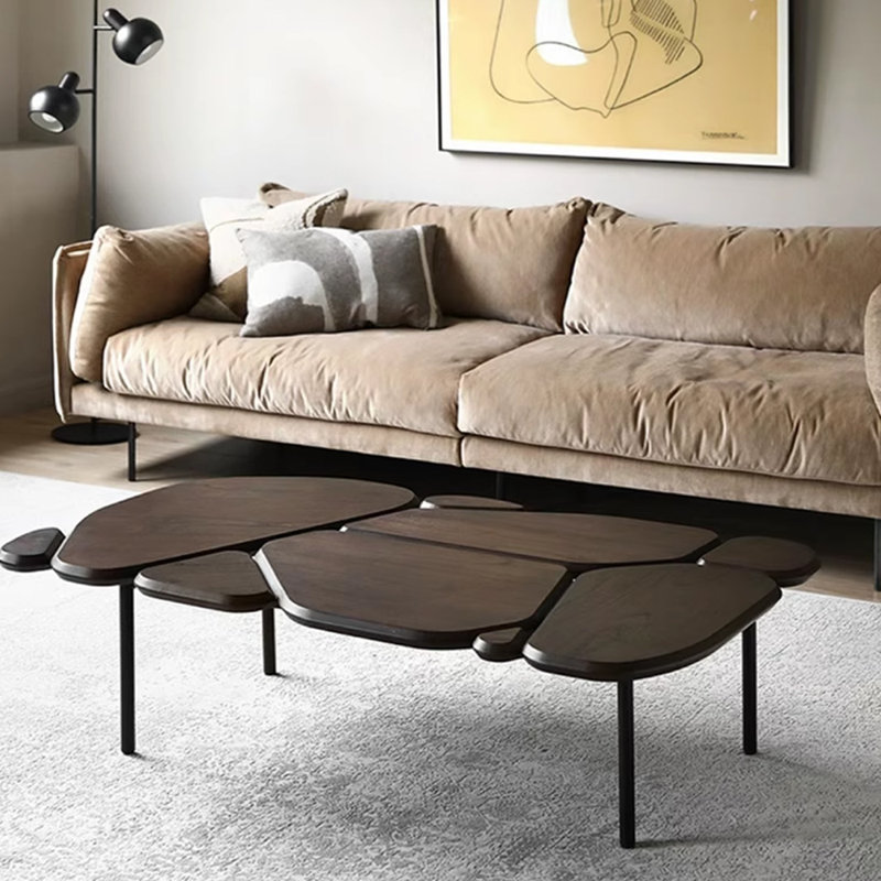 Table basse luxueuse de couleur noyer rétro, H 15,74 po x L 51,18 po x l 31,49 po