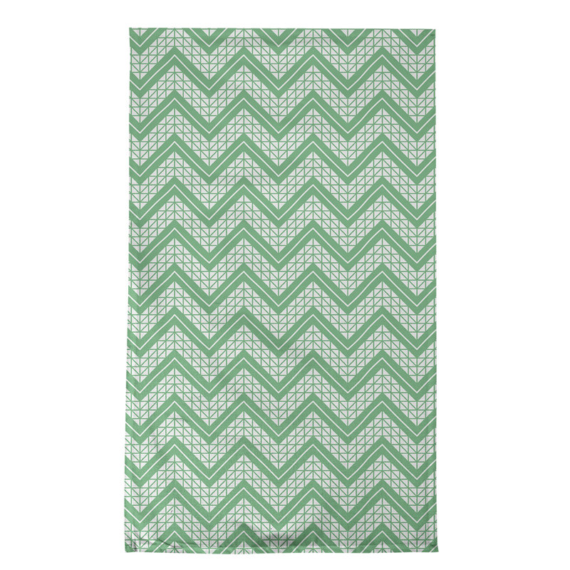 Serviette à thé à chevrons à la main Stephenie, Vert / Blanc / Gris, Polyester sergé