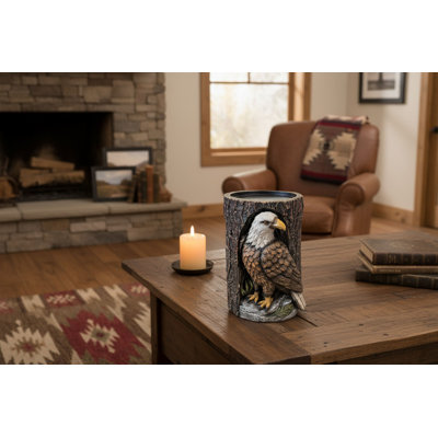Bald Eagle Log Candle Holder