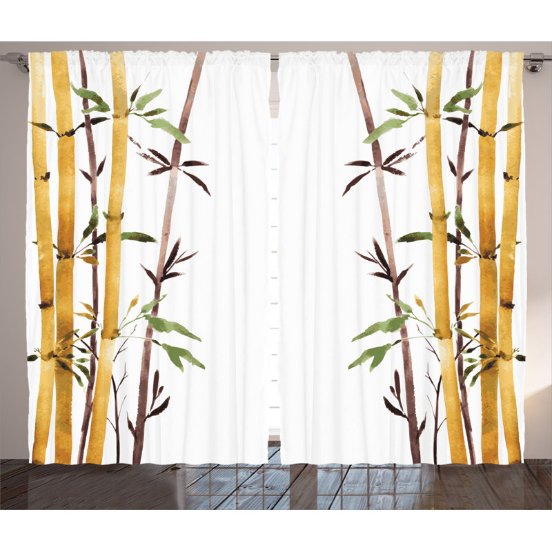 Bamboo Semi-Sheer Rod Pocket Curtain Panels, 54" x 63"