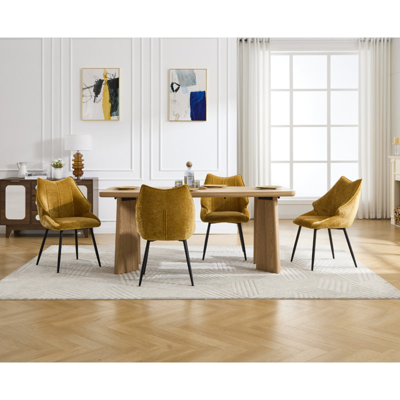 47.5cm H Upholstered Upholstered Back Accent, Yellow, Yellow