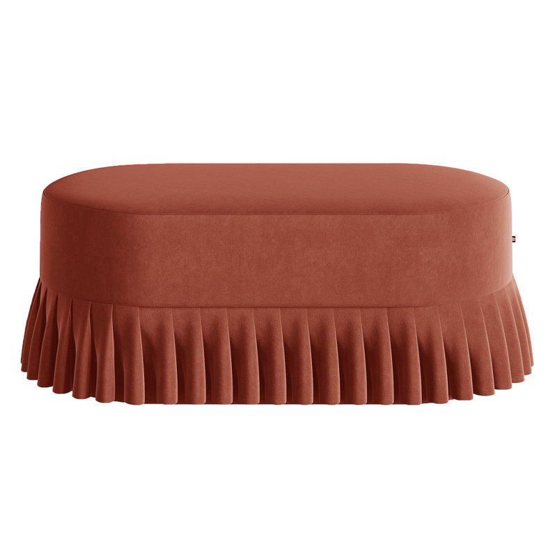 Polyester Upholstered Bench, Orange/Coral