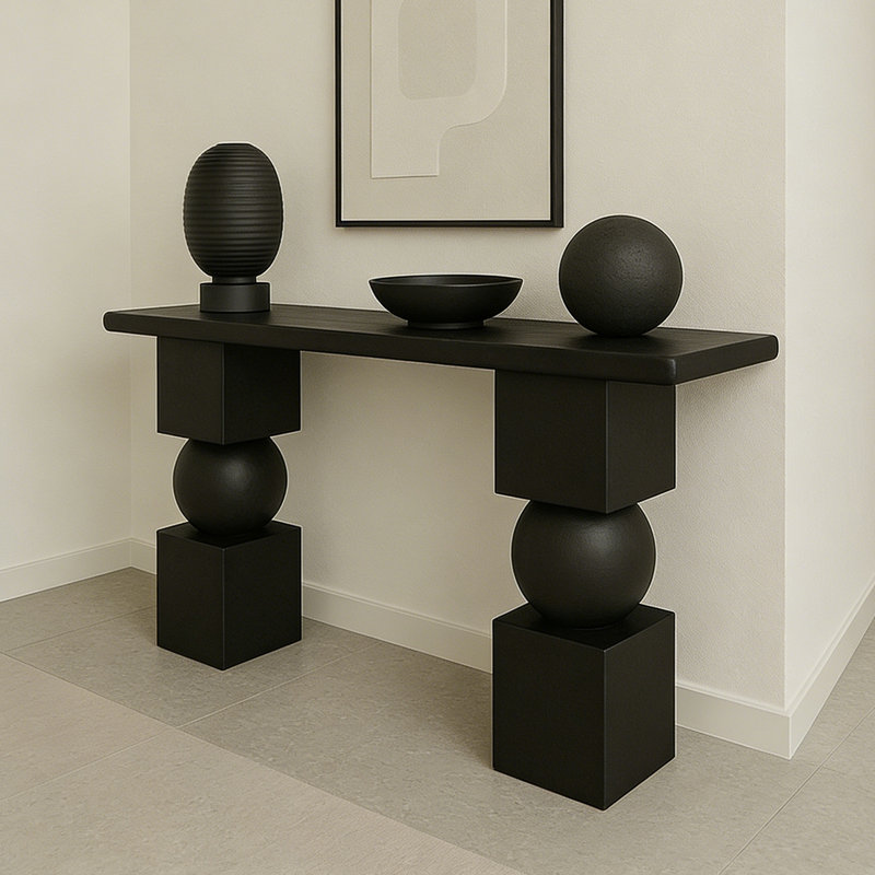 Console moderne de style simple et rectangulaire, Noir, H 33,5 po x l 63 po x P 11,8 po