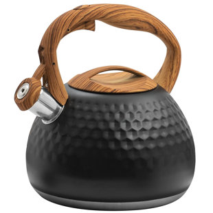 2.5 Liters Whistle Kettle Boiling Strong Compatibility Anti-Heat  Energy-Saving Wooden for Stovetop RV Cuisinart