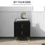 Nightstand, Bedside Table, Side End Table w/ 2 Drawers, Metal Legs