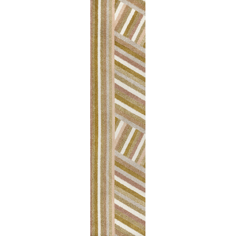 Huddersfield Rainbow Contemporary Stripe Red/Gold/Cream Rug, Runner 2' x 7'10"
