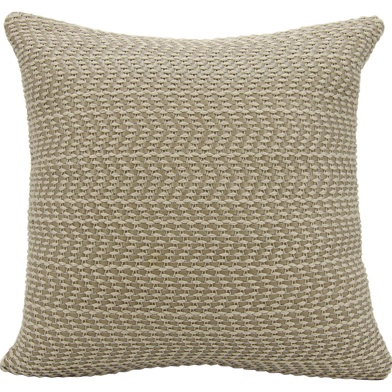 Beige Woven Leather Square Throw Pillow Set