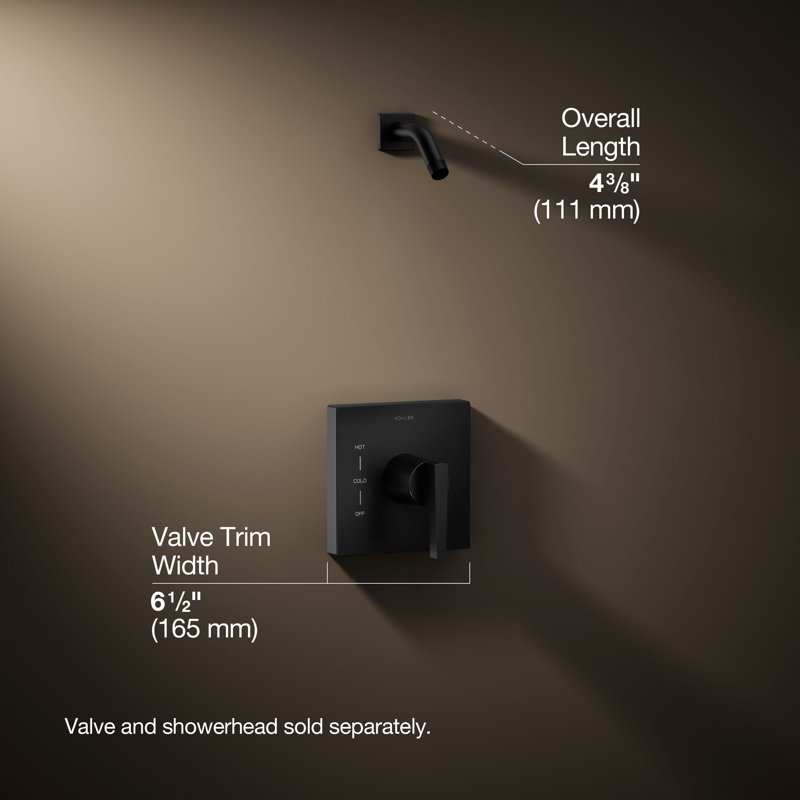Garniture de valve de douche avec poignée levier Honesty Rite-Temp (R), sans pomme de douche, Noir mat